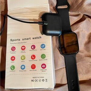 Black Sports Smartwatch with Heart Rate Monitor